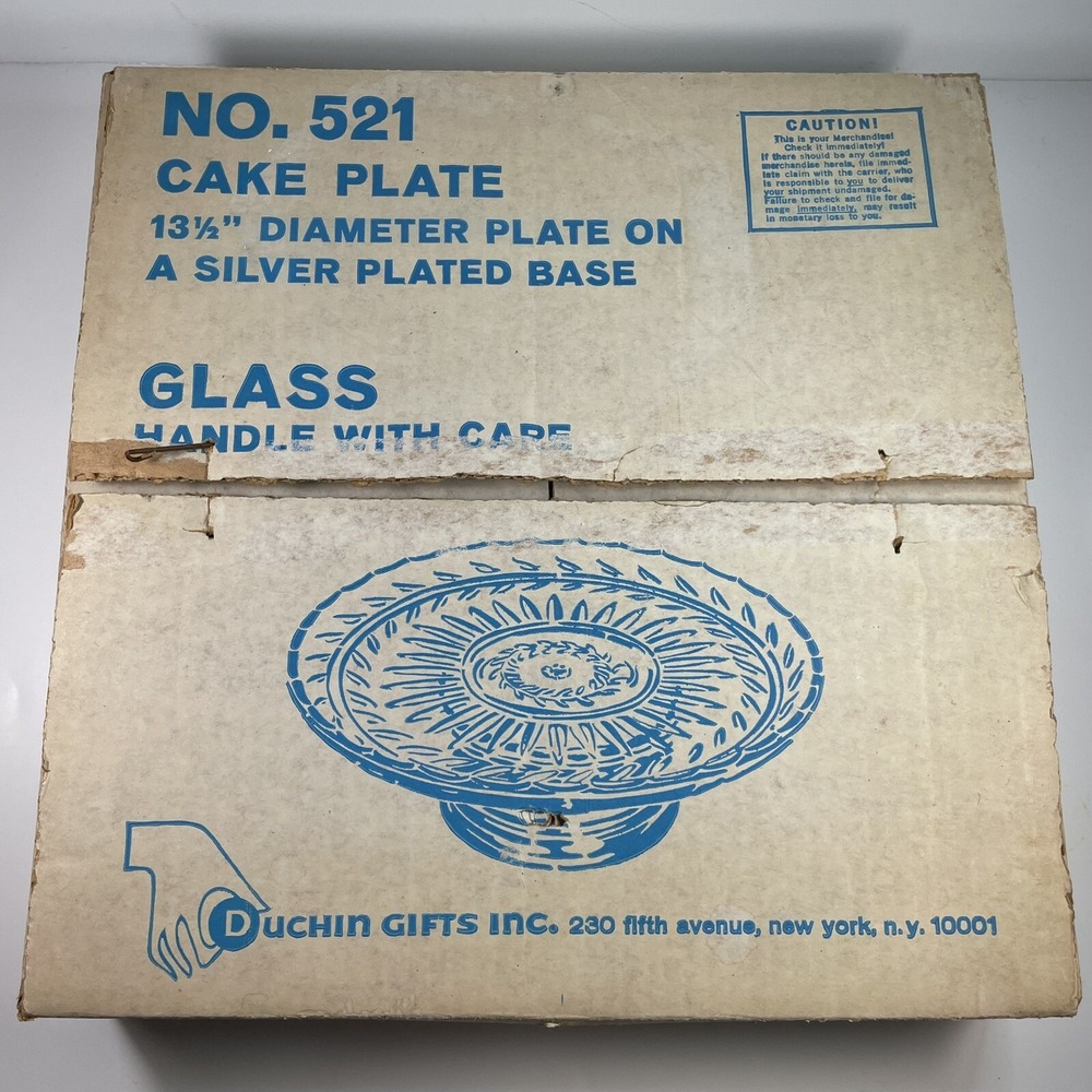 Vintage Cake Plate 13 1/2" Diameter Plate With A Silver Played Base In Original - Picture 2 of 11